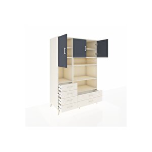 Kronos Dolap 9 Raflı 6 Çekmeceli 3 Kapaklı 132x59x195 Aytaşı-antrasit/aytaşı