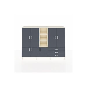 Hyperion Dolap 11 Raflı 3 Çekmeceli 7 Kapaklı 220x44x163 Aytaşı-antrasit