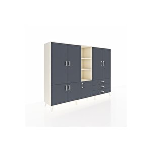 Hyperion Dolap 11 Raflı 3 Çekmeceli 7 Kapaklı 220x44x163 Aytaşı-antrasit