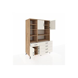 Kronos Dolap 9 Raflı 5 Çekmeceli 3 Kapaklı 132x59x195 Çam-aytaşı/aytaşı