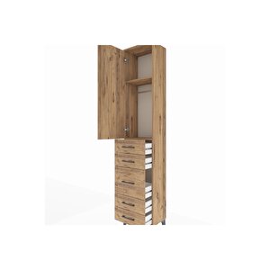 Arges Dolap 2 Raflı 5 Çekmeceli Tek Askılı 44x30x221 Çam-çam