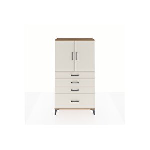 Arges Dolap 2 Raflı 4 Çekmeceli 2 Kapaklı 88x30x163 Çam-aytaşı