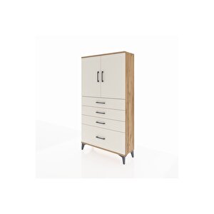 Arges Dolap 2 Raflı 4 Çekmeceli 2 Kapaklı 88x30x163 Çam-aytaşı