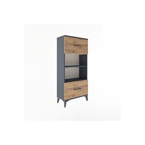 Arges Dolap 2 Raflı 2 Çekmeceli 60x30x134 Antrasit-çam