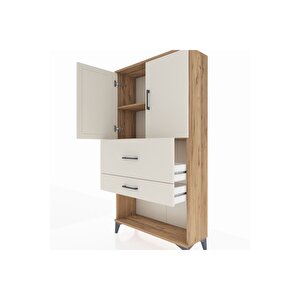Arges Dolap 2 Raflı 2 Çekmeceli 2 Kapaklı 88x30x163 Çam-aytaşı