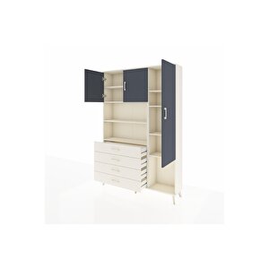Arges Dolap 8 Raflı 4 Çekmeceli 3 Kapaklı 132x30x195 Aytaşı-antrasit/aytaşı