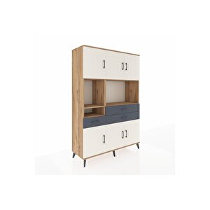 Hyperion Dolap 9 Raflı 3 Çekmeceli 6 Kapaklı 132x44x195 Çam-aytaşı/antrasit