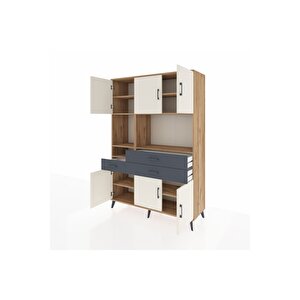 Hyperion Dolap 9 Raflı 3 Çekmeceli 6 Kapaklı 132x44x195 Çam-aytaşı/antrasit