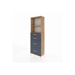 Arges Dolap 2 Raflı 4 Çekmeceli 60x30x182 Çam-antrasit