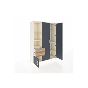 Hyperion Dolap 5 Raflı 2 Çekmeceli Tek Askılı 132x44x195 Aytaşı-antrasit/çam