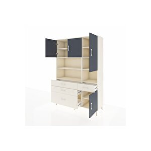 Hyperion Dolap 9 Raflı 4 Çekmeceli 4 Kapaklı 132x44x195 Aytaşı-antrasit/aytaşı