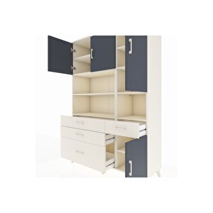 Hyperion Dolap 9 Raflı 4 Çekmeceli 4 Kapaklı 132x44x195 Aytaşı-antrasit/aytaşı