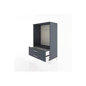Hyperion Dolap Tek Raflı 2 Çekmeceli Tek Askılı 88x44x134 Antrasit-antrasit
