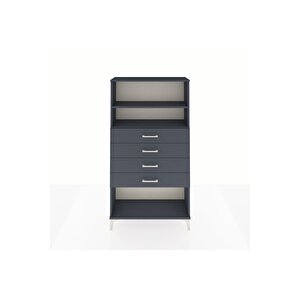 Arges Dolap 2 Raflı 4 Çekmeceli 88x30x163 Antrasit-antrasit