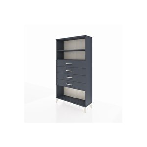 Arges Dolap 2 Raflı 4 Çekmeceli 88x30x163 Antrasit-antrasit