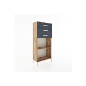 Hyperion Dolap Tek Raflı 3 Çekmeceli 60x44x134 Çam-antrasit