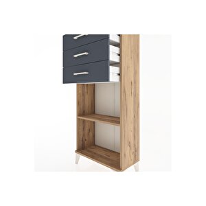 Hyperion Dolap Tek Raflı 3 Çekmeceli 60x44x134 Çam-antrasit