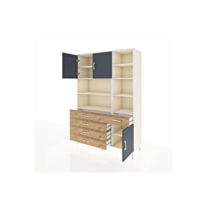 Hyperion Dolap 9 Raflı 5 Çekmeceli 3 Kapaklı 132x44x195 Aytaşı-antrasit/çam