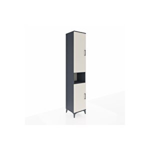 Hyperion Dolap 5 Raflı 2 Kapaklı Tek Askılı 44x44x243 Antrasit-aytaşı