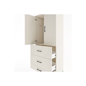 Hyperion Dolap Tek Raflı 3 Çekmeceli Tek Askılı 88x44x195 Aytaşı-aytaşı