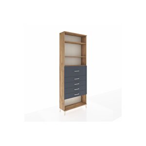 Arges Dolap 3 Raflı 5 Çekmeceli 88x30x243 Çam-antrasit