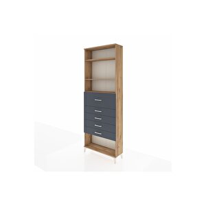 Arges Dolap 3 Raflı 5 Çekmeceli 88x30x243 Çam-antrasit