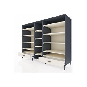 Kronos Dolap 14 Raflı 2 Çekmeceli  220x59x163 Antrasit-aytaşı