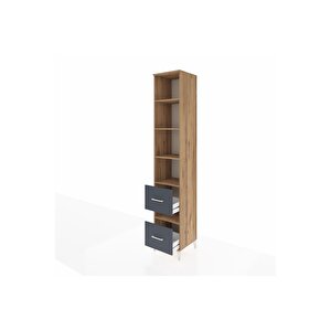 Hyperion Dolap 5 Raflı 2 Çekmeceli 44x44x243 Çam-antrasit