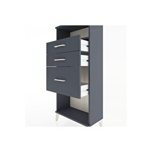 Hyperion Dolap Tek Raflı 3 Çekmeceli 60x44x134 Antrasit-antrasit