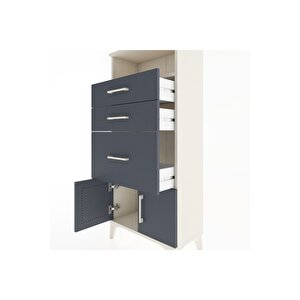 Hyperion Dolap Tek Raflı 3 Çekmeceli 2 Kapaklı 60x44x134 Aytaşı-antrasit