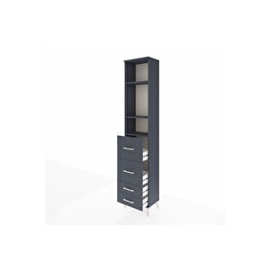Arges Dolap 3 Raflı 4 Çekmeceli 44x30x221 Antrasit-antrasit