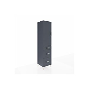 Hyperion Dolap 3 Raflı 3 Çekmeceli Tek Kapaklı 44x44x195 Antrasit-antrasit