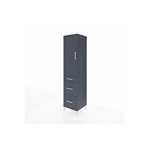 Hyperion Dolap 3 Raflı 3 Çekmeceli Tek Kapaklı 44x44x195 Antrasit-antrasit