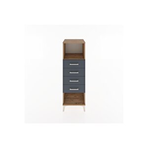 Hyperion Dolap Tek Raflı 4 Çekmeceli 44x44x134 Çam-antrasit