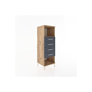 Hyperion Dolap Tek Raflı 4 Çekmeceli 44x44x134 Çam-antrasit