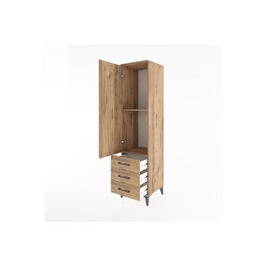 Hyperion Dolap 2 Raflı 3 Çekmeceli Tek Kapaklı 44x44x182 Çam-çam