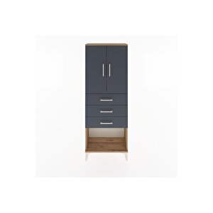 Arges Dolap 3 Raflı 3 Çekmeceli 2 Kapaklı 60x30x163 Çam-antrasit