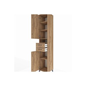 Hyperion Dolap 5 Raflı 2 Çekmeceli 2 Kapaklı 44x44x243 Çam-çam