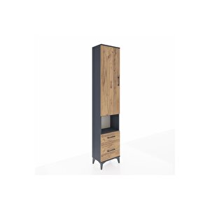 Arges Dolap 4 Raflı 2 Çekmeceli Tek Kapaklı 44x30x221 Antrasit-çam