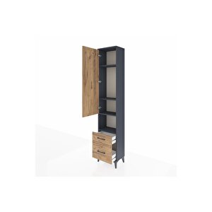 Arges Dolap 4 Raflı 2 Çekmeceli Tek Kapaklı 44x30x221 Antrasit-çam