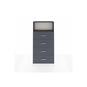 Arges Dolap 2 Raflı 4 Çekmeceli 88x30x182 Antrasit-antrasit