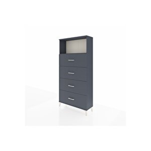 Arges Dolap 2 Raflı 4 Çekmeceli 88x30x182 Antrasit-antrasit