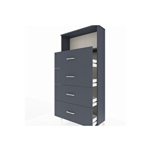 Arges Dolap 2 Raflı 4 Çekmeceli 88x30x182 Antrasit-antrasit
