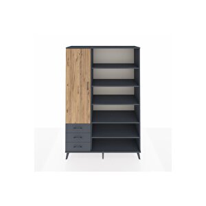 Hyperion Dolap 9 Raflı 3 Çekmeceli 3 Kapaklı 132x44x195 Antrasit-çam/antrasit