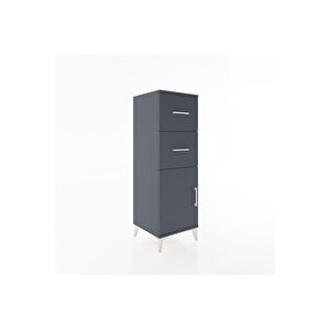 Hyperion Dolap Tek Raflı 2 Çekmeceli Tek Kapaklı 44x44x134 Antrasit-antrasit