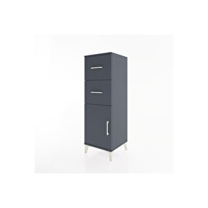 Hyperion Dolap Tek Raflı 2 Çekmeceli Tek Kapaklı 44x44x134 Antrasit-antrasit