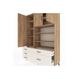 Hyperion Dolap 9 Raflı 5 Çekmeceli 3 Kapaklı 132x44x195 Çam-çam/aytaşı