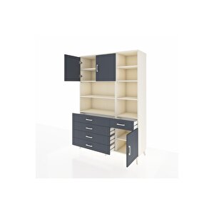 Hyperion Gardrop 9 Raflı 5 Çekmeceli 3 Kapaklı 132x44x195 Aytaşı-antrasit