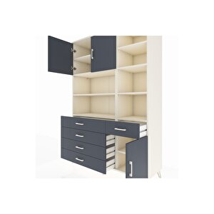 Hyperion Gardrop 9 Raflı 5 Çekmeceli 3 Kapaklı 132x44x195 Aytaşı-antrasit