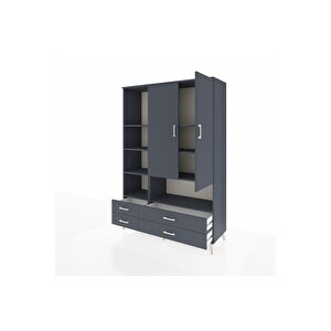 Hyperion Gardrop 8 Raflı 4 Çekmeceli 2 Kapaklı 132x44x195 Antrasit-antrasit